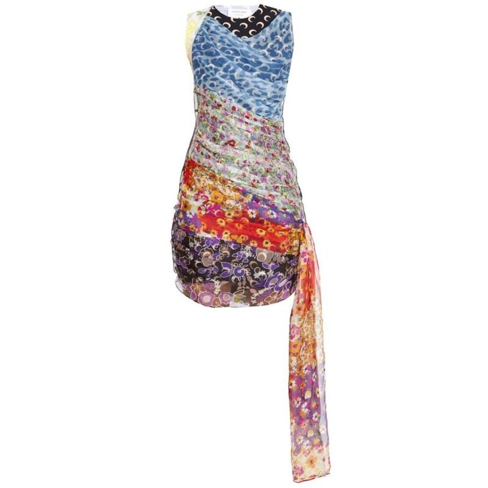 MARINE SERRE Patchwork Print Asymmetrical Dress Women MULTICOLOR Dresses